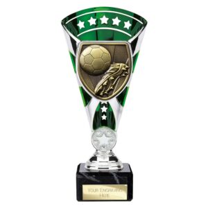 Cobra Star Trophy Cup Football Boot and Ball Green and Silver Cobra Star Trophy Cup Football Boot and Ball Green and Silver Trophy HQ