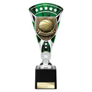 Cobra Star Trophy Cup Basketball Green and Silver Trophy HQ
