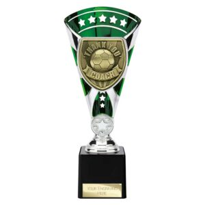 Cobra Star Trophy Cup Thank you Coach Green and Silver Trophy HQ