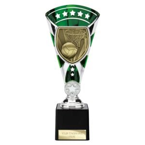 Cobra Star Trophy Cup Netball Green and Silver Trophy HQ