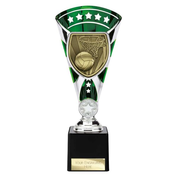 Cobra Star Trophy Cup Netball Green and Silver Trophy HQ