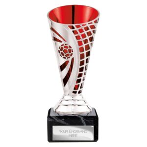 Defender Football Trophy Cup Red and Silver Trophy HQ