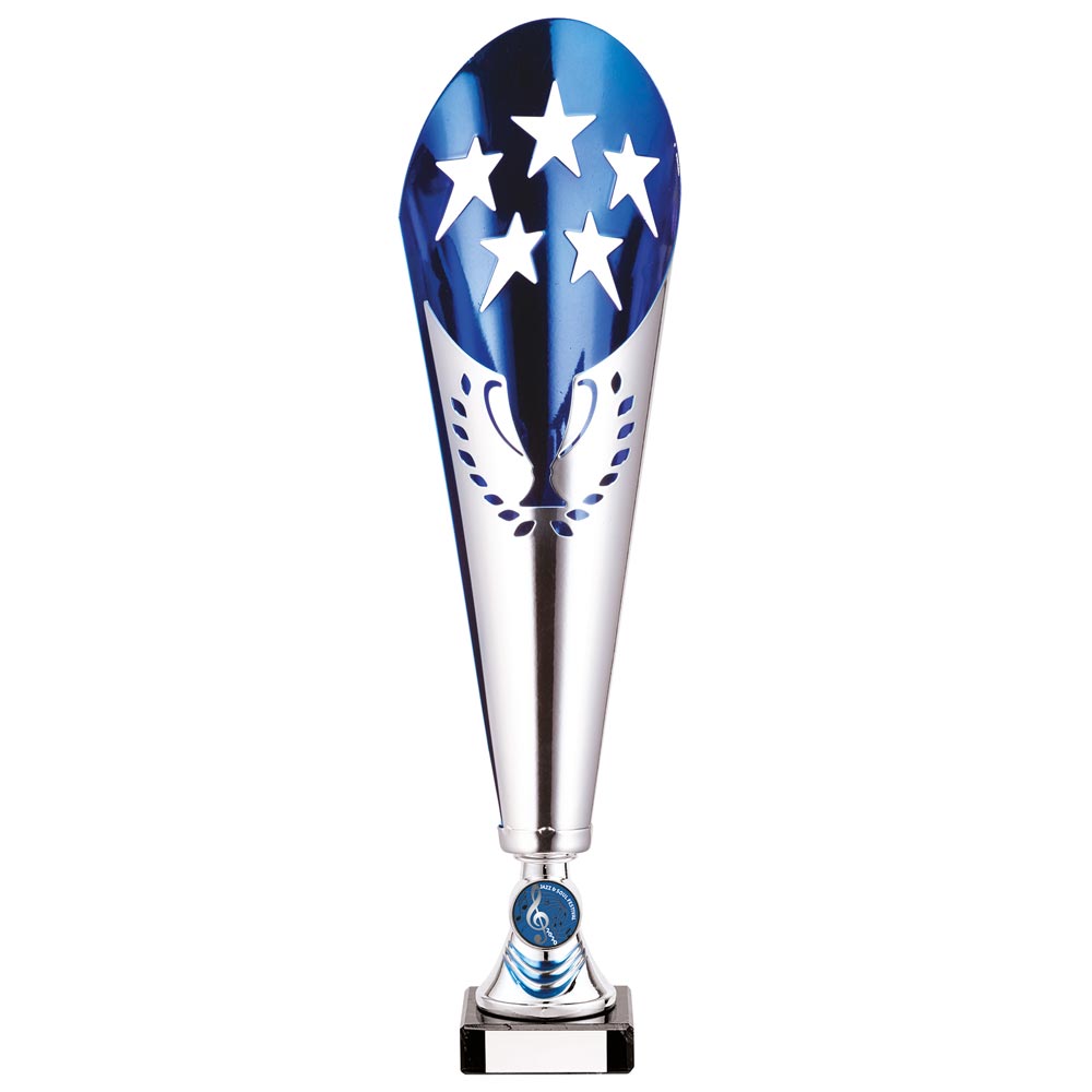 Legendary Laser Cut Metal Trophy Cup Silver and Blue Trophy HQ Legendary Laser Cut Metal Trophy Cup Silver and Blue Trophy HQ