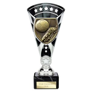 Cobra Star Trophy Cup Football Boot and Ball Silver and Black Cobra Star Trophy Cup Football Boot and Ball Silver and Black Trophy HQ