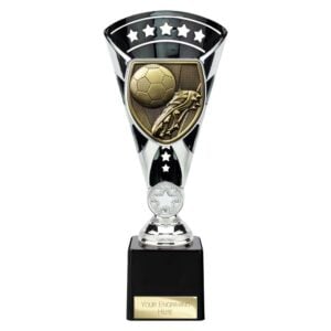 Cobra Star Trophy Cup Football Boot and Ball Silver and Black Trophy HQ