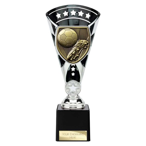 Cobra Star Trophy Cup Football Boot and Ball Silver and Black Trophy HQ