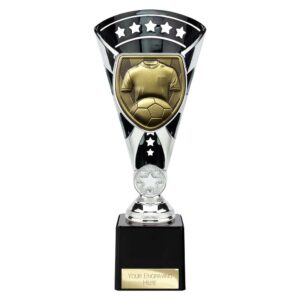 Cobra Star Trophy Cup Football Shirt and Ball Silver and Black Trophy HQ