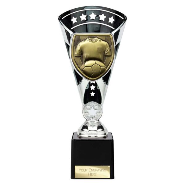 Cobra Star Trophy Cup Football Shirt and Ball Silver and Black Trophy HQ