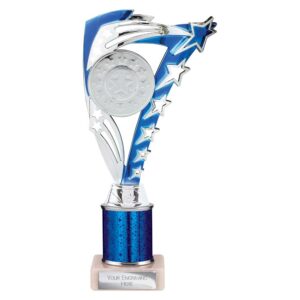 Frenzy Multi Award Tube Trophy Silver and Blue Frenzy Multi Award Tube Trophy Silver and Blue Trophy HQ