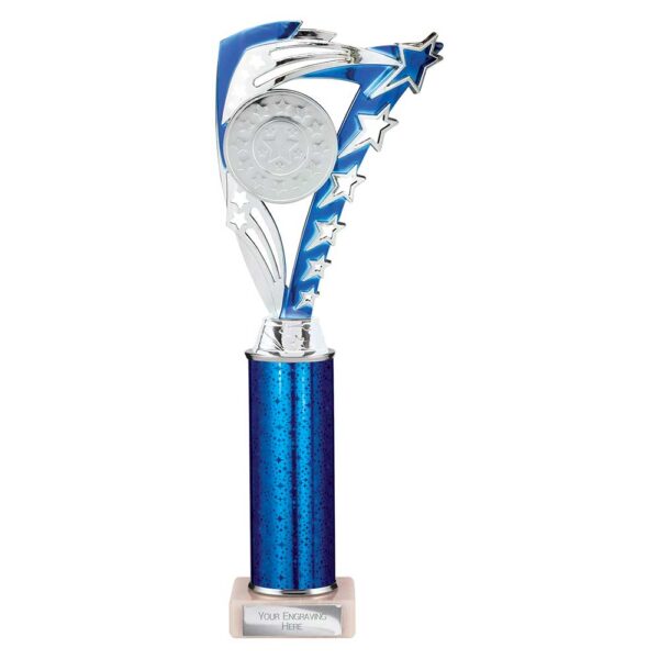 Frenzy Multi Award Tube Trophy Silver and Blue Trophy HQ