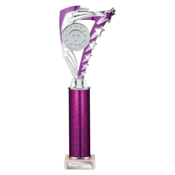 Frenzy Multi Award Tube Trophy Silver and Purple Trophy HQ