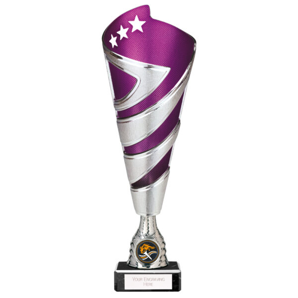 Hurricane  Plastic Trophy Cup Silver and Purple Trophy HQ