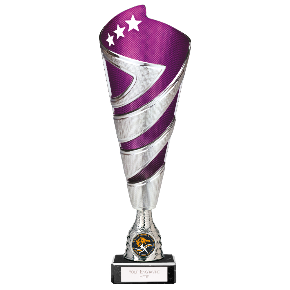 Hurricane  Plastic Trophy Cup Silver and Purple Trophy HQ Hurricane  Plastic Trophy Cup Silver and Purple Trophy HQ