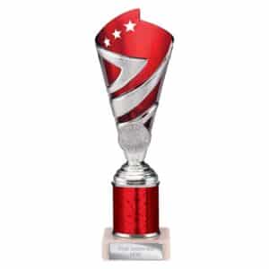 Hurricane Multi Award Tube Trophy Silver and Red Trophy HQ