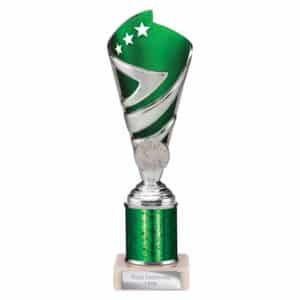 Hurricane Multi Award Tube Trophy Silver and Green Trophy HQ