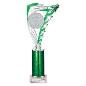 Frenzy Multi Award Tube Trophy Silver and Green Trophy HQ