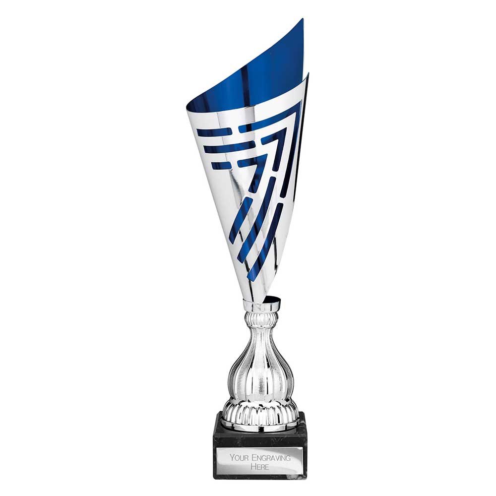 Arrow Laser Trophy Cup Silver and Blue Trophy HQ Arrow Laser Trophy Cup Silver and Blue Trophy HQ