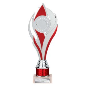 Volcano Multi Award Tube Trophy Silver and Red Trophy HQ