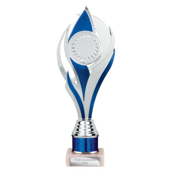 Volcano Multi Award Tube Trophy Silver and Blue Trophy HQ