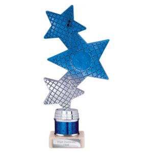 Trinity Star Multi Award Tube Trophy Blue and Silver Trophy HQ