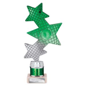 Trinity Star Multi Award Tube Trophy Green and Silver Trophy HQ