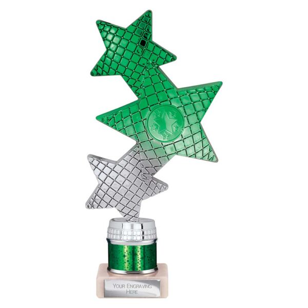 Trinity Star Multi Award Tube Trophy Green and Silver Trophy HQ