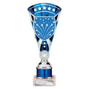 Cobra Star Trophy Cup Multi Award Tube Trophy Blue and Silver Cobra Star Trophy Cup Multi Award Tube Trophy Blue and Silver Trophy HQ