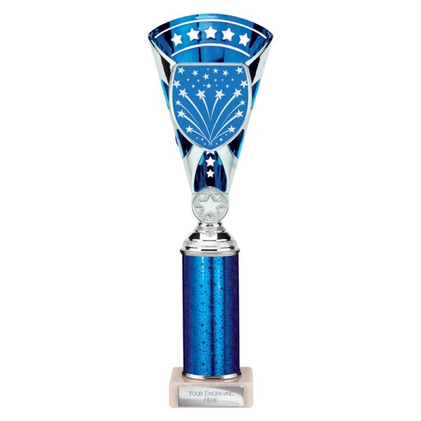 Cobra Star Trophy Cup Multi Award Tube Trophy Blue and Silver Trophy HQ