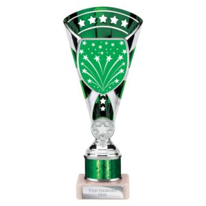 Cobra Star Trophy Cup Multi Award Tube Trophy Green and Silver Cobra Star Trophy Cup Multi Award Tube Trophy Green and Silver Trophy HQ