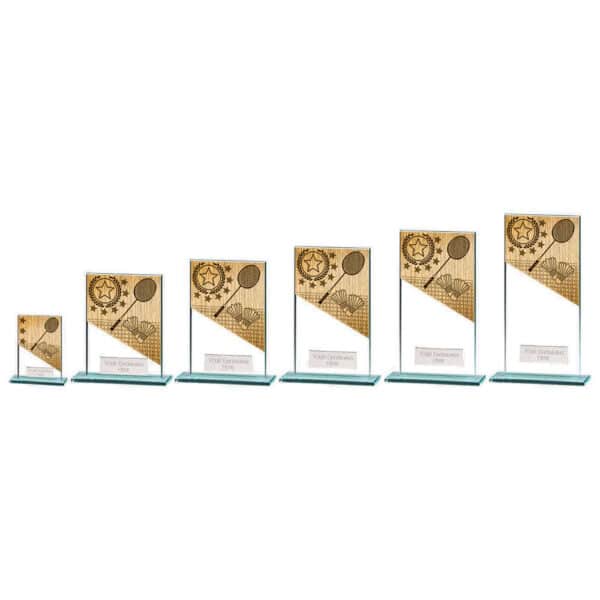 Mustang Badminton Jade Glass Award Trophy HQ