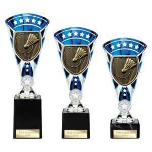Cobra Star Trophy Cup Badminton Blue and Silver Trophy HQ