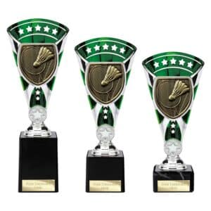 Cobra Star Trophy Cup Badminton Green and Silver Trophy HQ