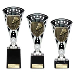 Cobra Star Trophy Cup Badminton Silver and Black Trophy HQ