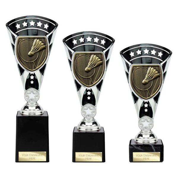 Cobra Star Trophy Cup Badminton Silver and Black Trophy HQ
