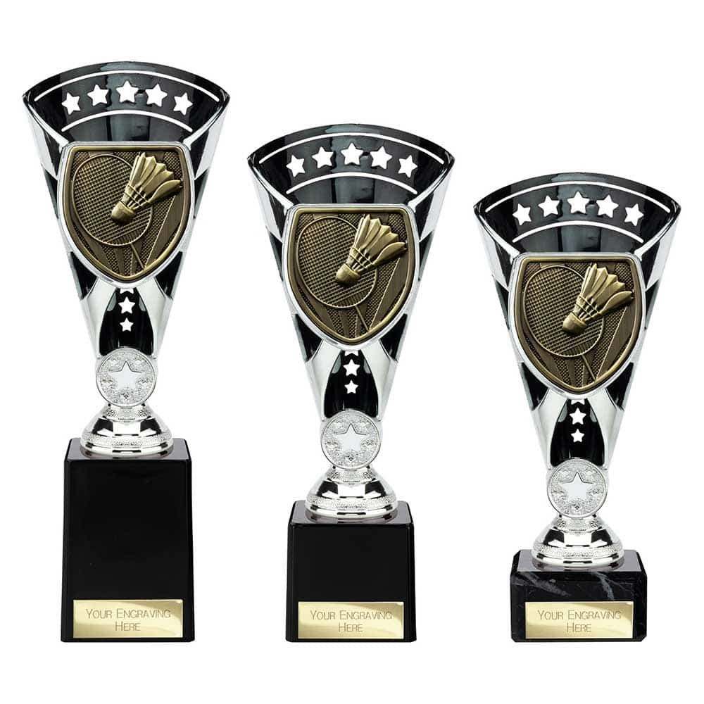 Cobra Star Trophy Cup Badminton Silver and Black Trophy HQ Cobra Star Trophy Cup Badminton Silver and Black Trophy HQ