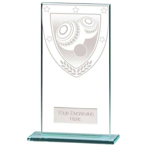 Millennium Lawn Bowls Jade Glass Award Trophy HQ