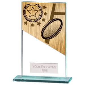 Mustang Rugby Jade Glass Award Trophy HQ