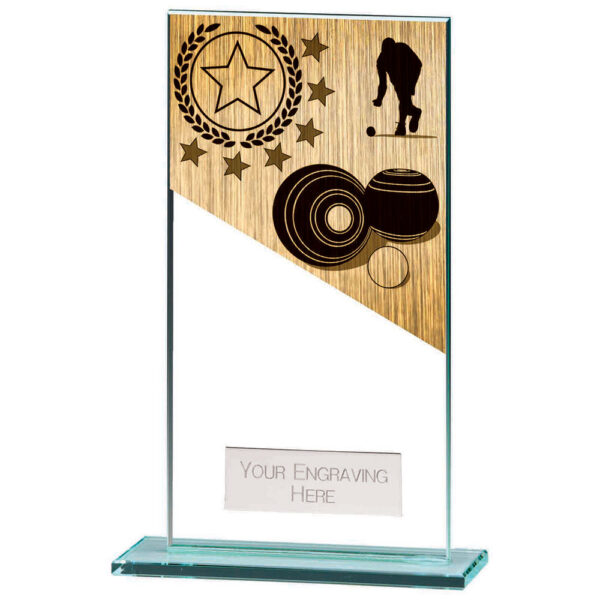 Mustang Lawn Bowls Jade Glass Award Trophy HQ