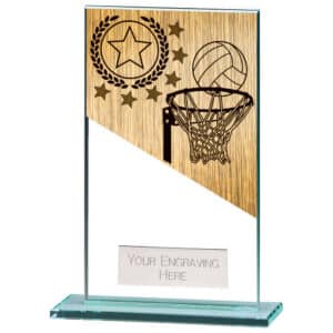 Mustang Netball Jade Glass Award Trophy HQ