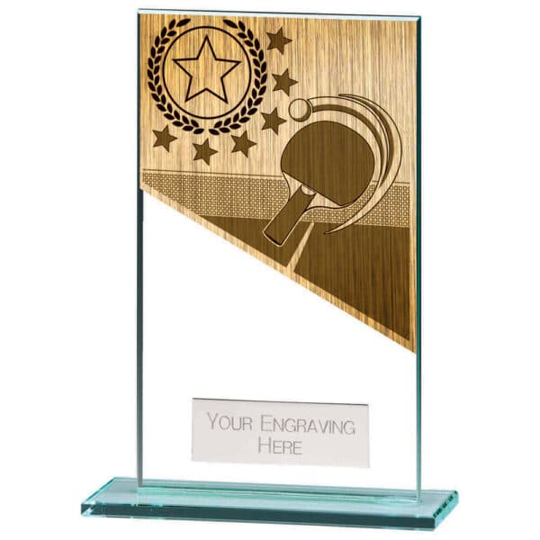 Mustang Table Tennis Jade Glass Award Trophy HQ