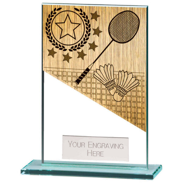 Mustang Badminton Jade Glass Award Trophy HQ