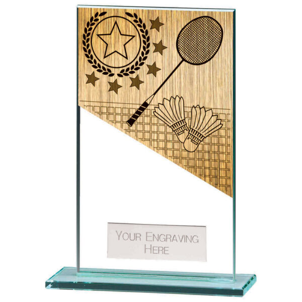 Mustang Badminton Jade Glass Award Trophy HQ