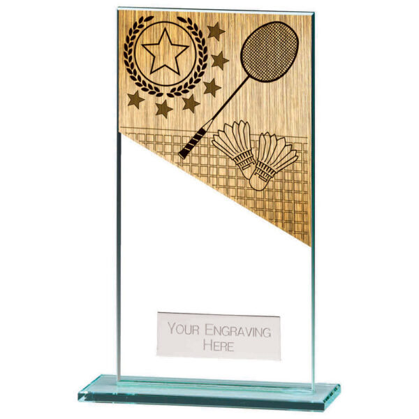Mustang Badminton Jade Glass Award Trophy HQ