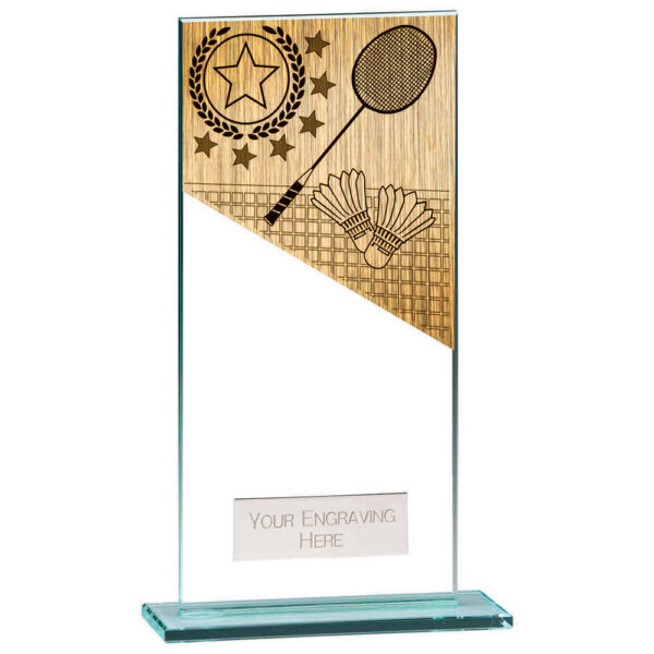 Mustang Badminton Jade Glass Award Trophy HQ