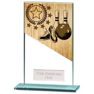 Mustang Ten Pin Bowling Jade Glass Award Trophy HQ