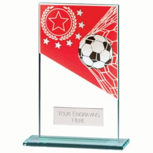 Mustang Football Red Jade Glass Award Trophy HQ