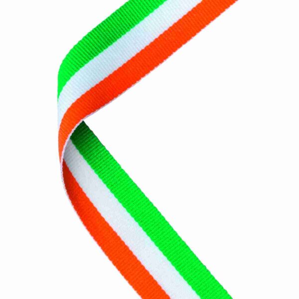 Green White and Orange Medal Ribbon Trophy HQ