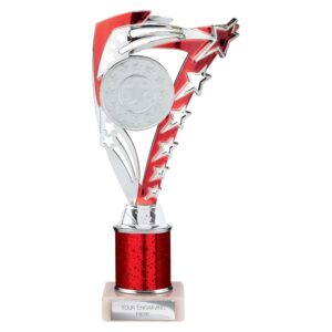 Frenzy Multi Award Tube Trophy Silver and Red Frenzy Multi Award Tube Trophy Silver and Red Trophy HQ