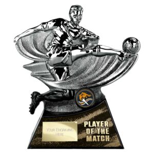 Power Strike Football Player of Match Trophy Black and Gunmetal Power Strike Football Player of Match Trophy Black and Gunmetal