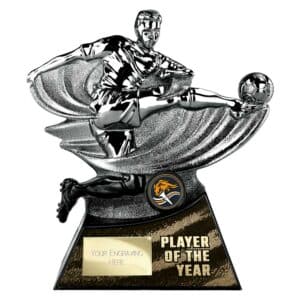 Power Strike Football Player of Year Trophy Black and Gunmetal Power Strike Football Player of Year Trophy Black and Gunmetal